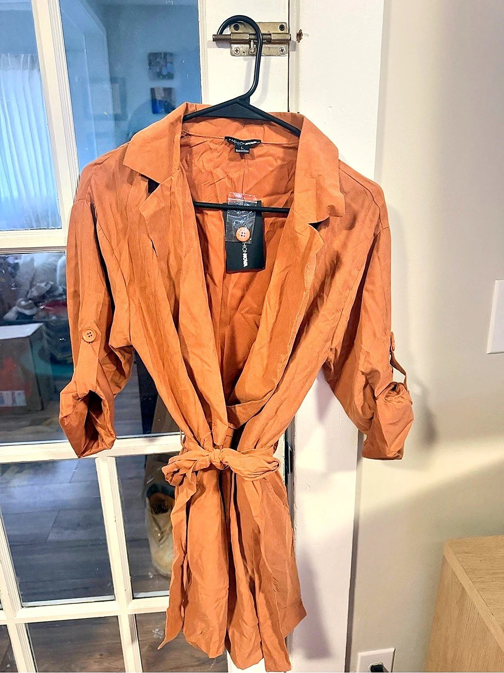Fashion Nova Women's Tie-Waist romper in Brown